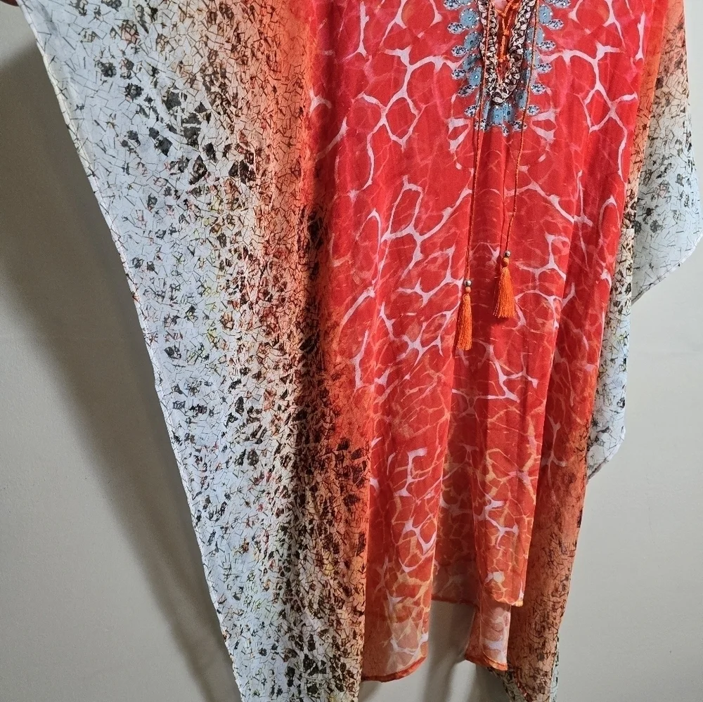 True colors sheer cover up color orange with rhinestones embellishment one size - Picture 5 of 8